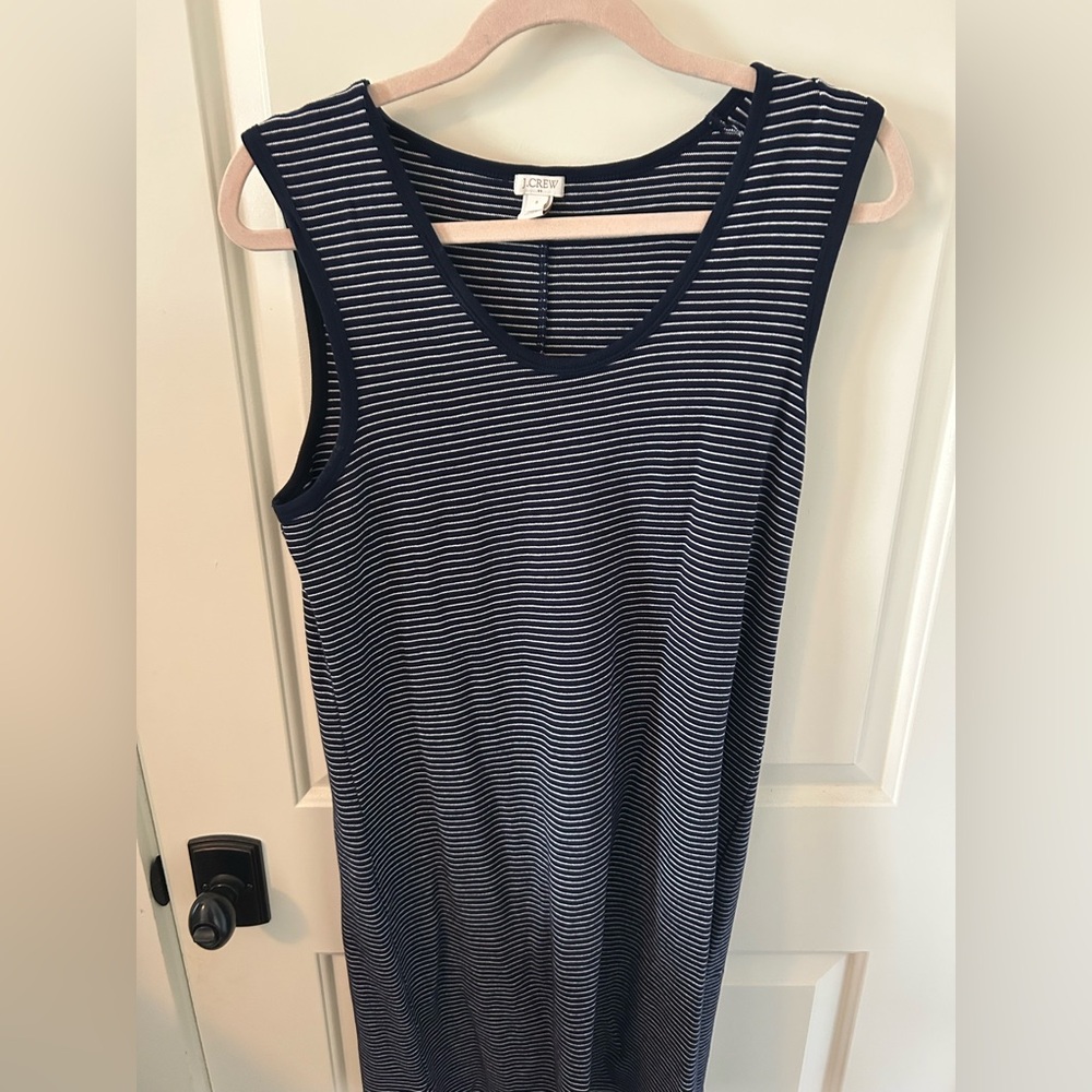 J. Crew Navy & White Striped Sleeveless Tank Dress